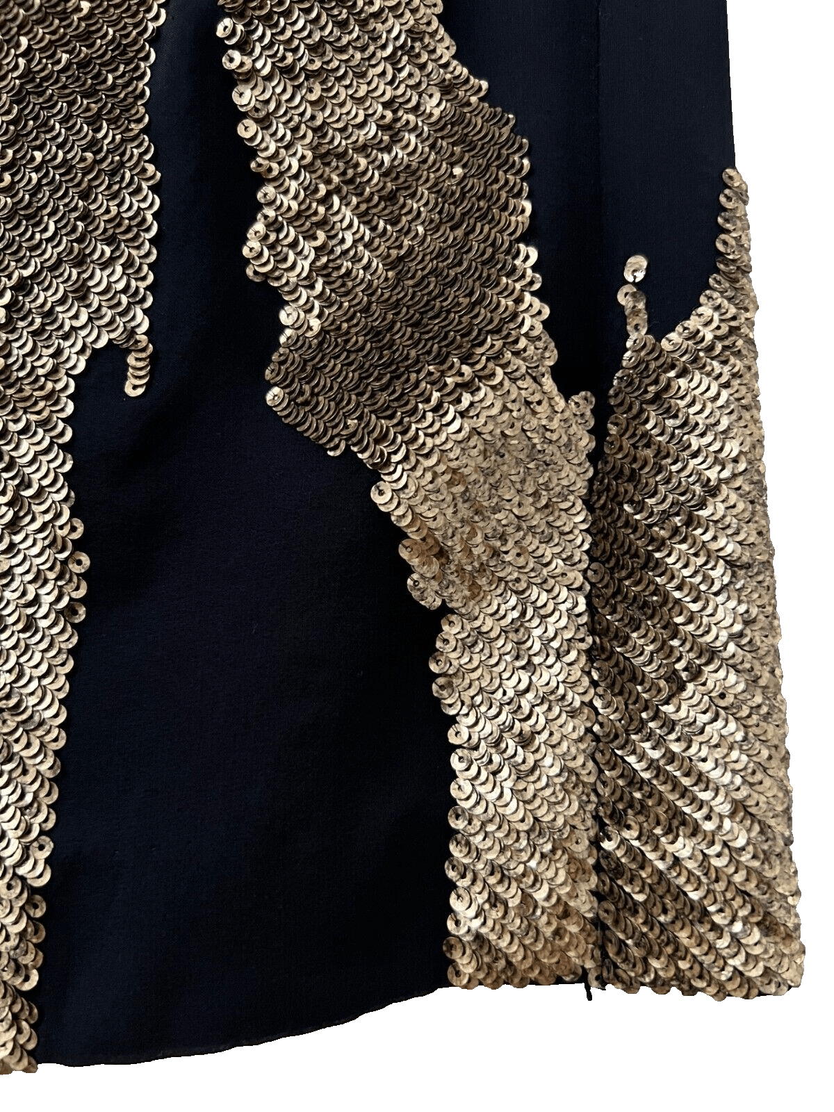 Robert Rodriguez $595 ROBERT RODRIGUEZ Gold Sequin Black SILK DRESS ( 2 ) Size XS / US 0-2 / IT 36-38 - 3 Thumbnail