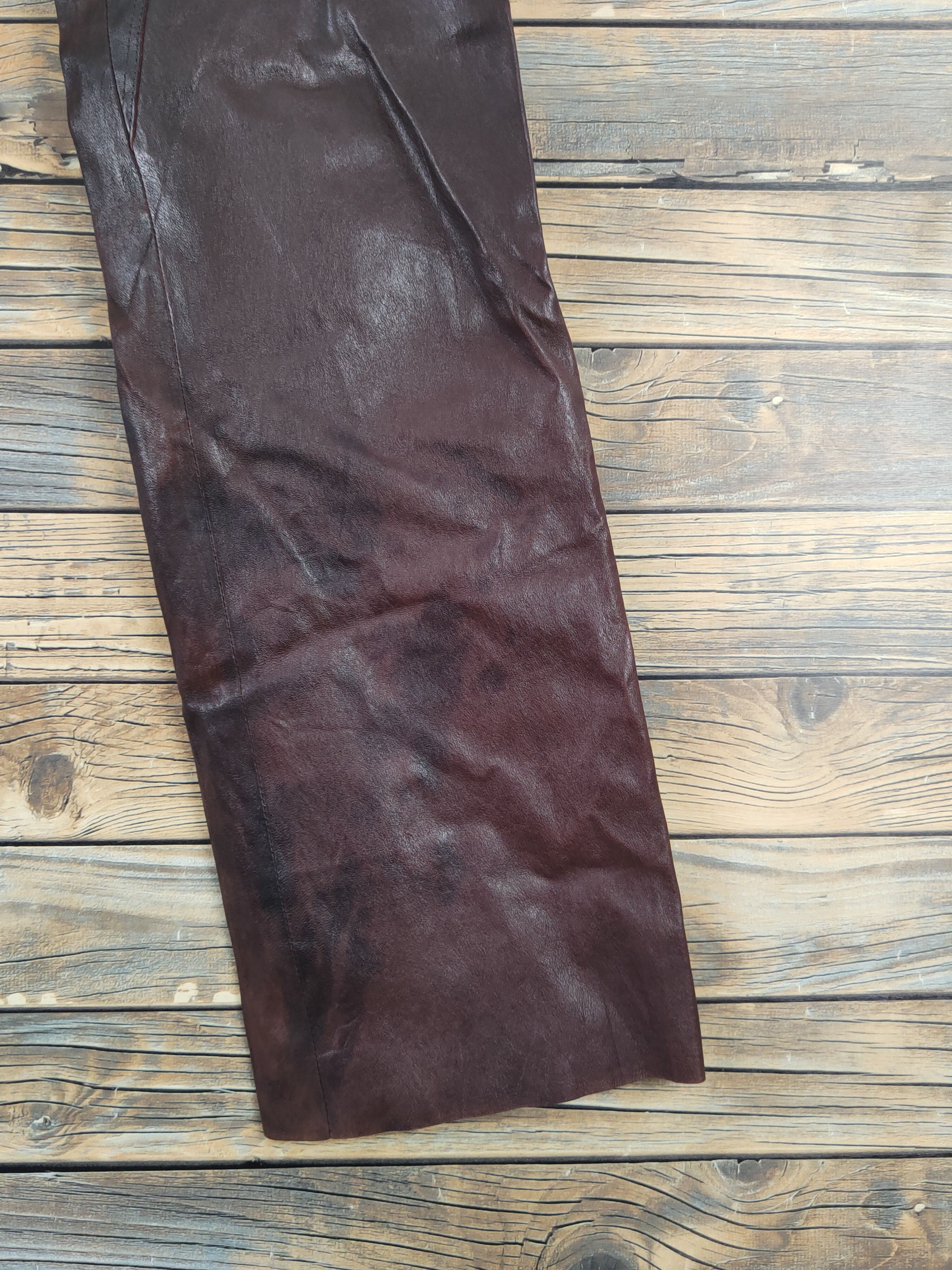 Leather DL Japan Vintage Dark Brown faded Leather lamb Pants #W1885 Size US 28 / EU 44 - 6 Thumbnail