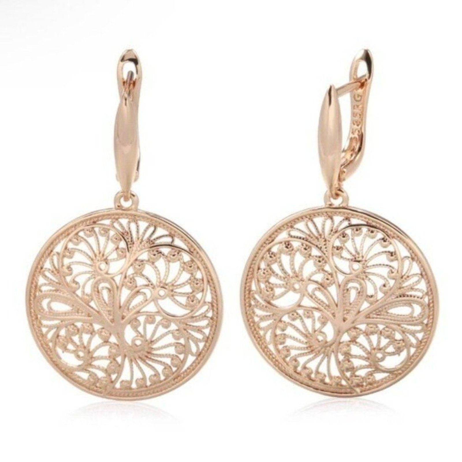 Other New Gorgeous 585 Rose Gold Circle Lace Filigree Dangle Size ONE SIZE - 9 Thumbnail