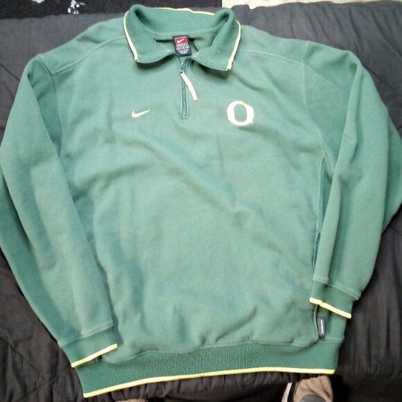 NCAA × Nike × Vintage Vintage Nike Oregon Ducks 1/4 Zip Sweatshirt Size US XL / EU 56 / 4 - 2 Thumbnail
