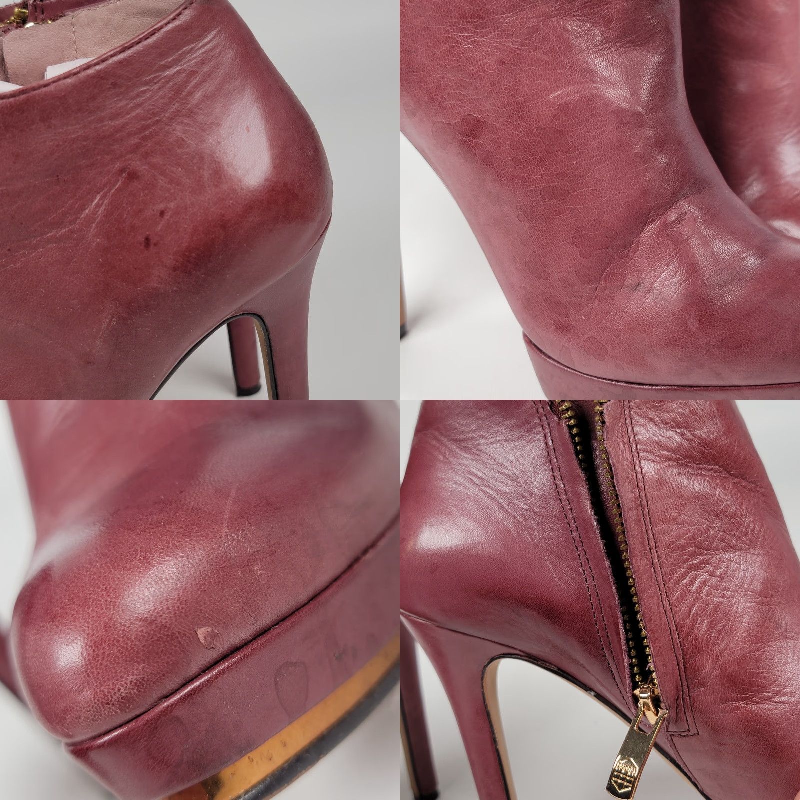 Vince Camuto Vince Camuto Dira Platform Stiletto Ankle Booties Leather Side Zip Women 4.5B Shoes Heel Platform Leather Upper Leather Lining Red-Brown Womens 4.5 B Size US 5 / IT 35 - 9 Thumbnail