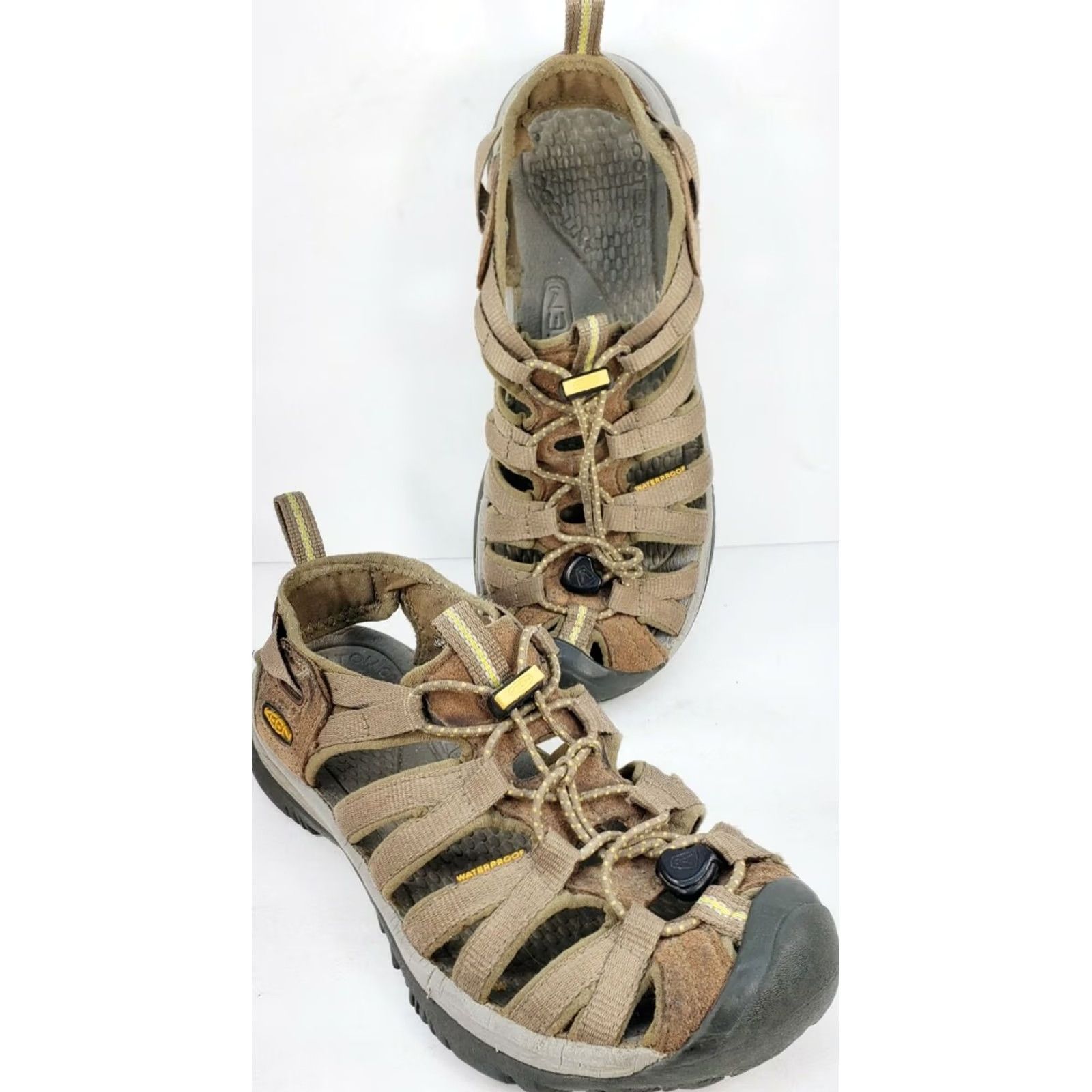 KEEN Keen Whisper Outdoor Sport Sandals Women Size 7M Brown Elastic Laces Toggle - Pre-owned, Casual, Hiking, Outdoor Activity, Light Wear, Brown Size US 7 / IT 37 - 2 Thumbnail