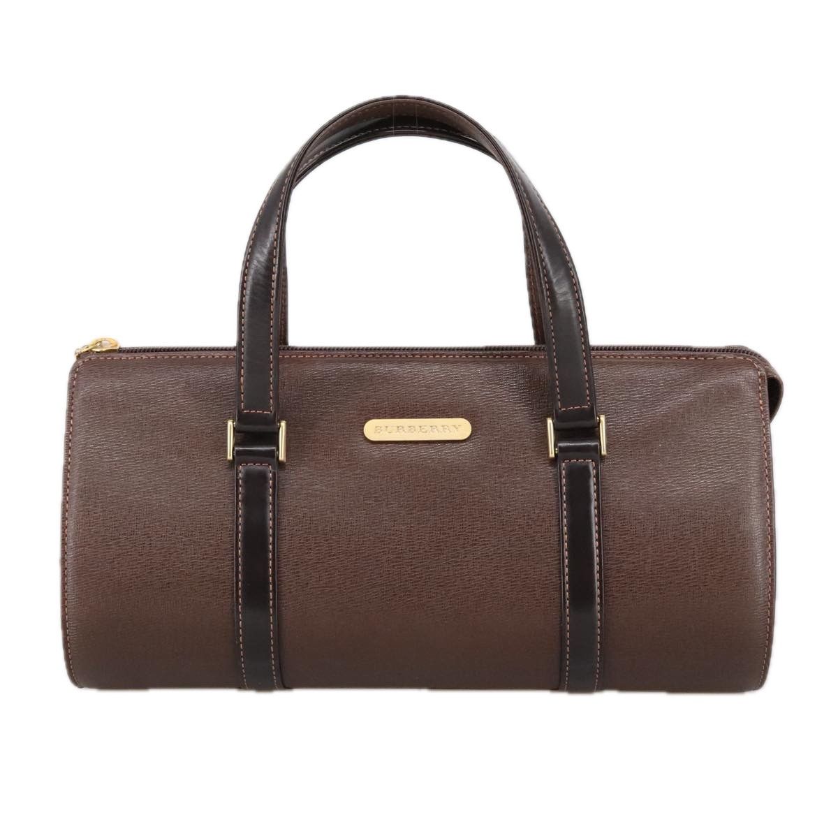 Nova Check Brown Leather Handbag (Pre-Owned)