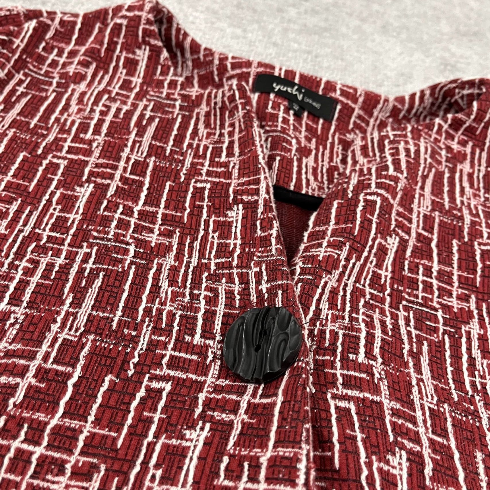 Vintage Yushi Jacket Womens Medium Red One-Button Lagenlook Artsy Eclectic Top Size M / US 6-8 / IT 42-44 - 7 Thumbnail