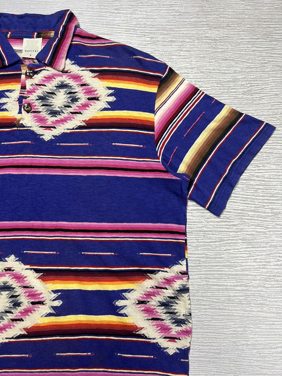 Kapital Kapital - Striped Aztec Polo Shirt Size US L / EU 52-54 / 3 - 6 Thumbnail