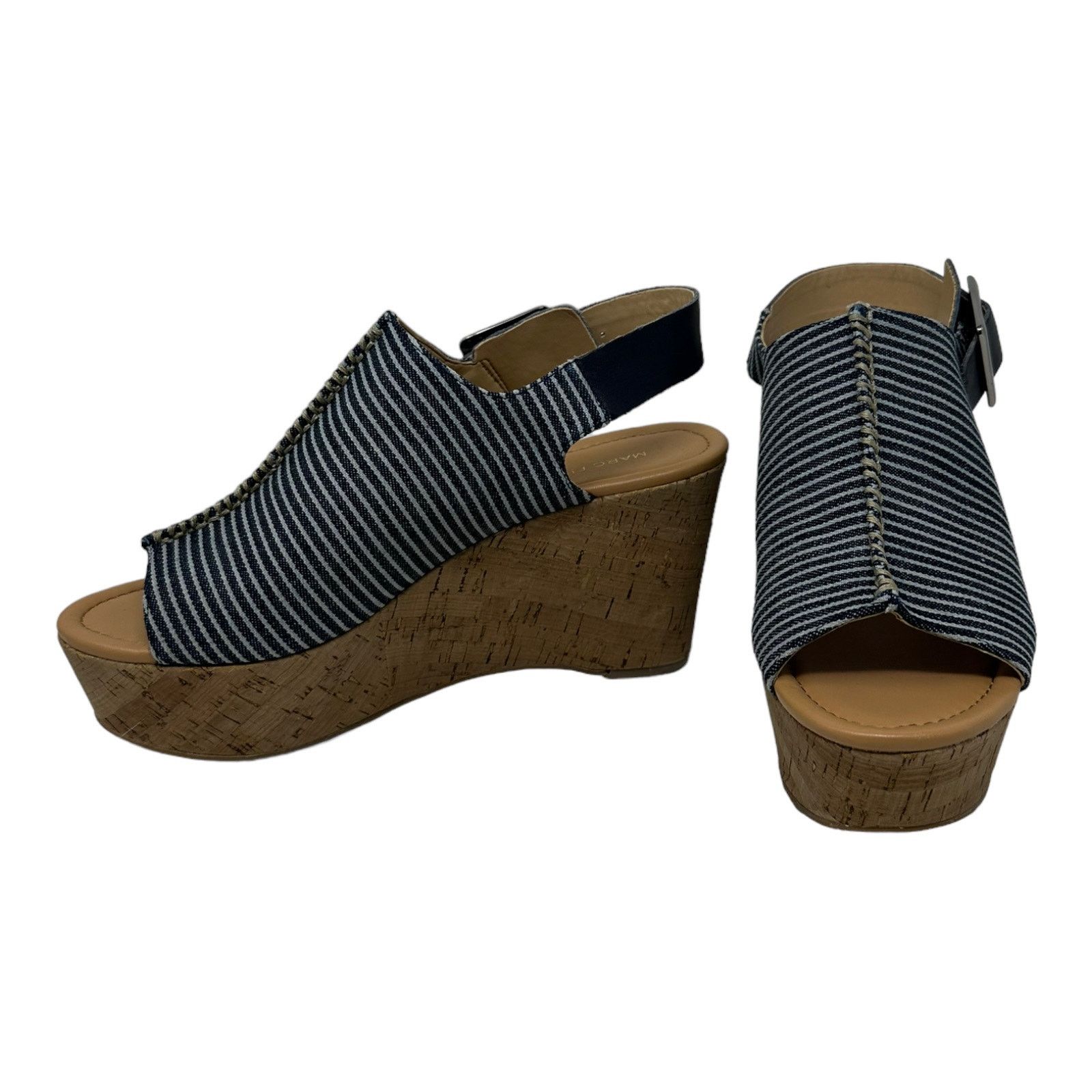 Marc Fisher Marc Fisher Sinthya Blue Denim Wedge Slingback Sandals 7.5 Size US 7.5 / IT 37.5 - 6 Thumbnail