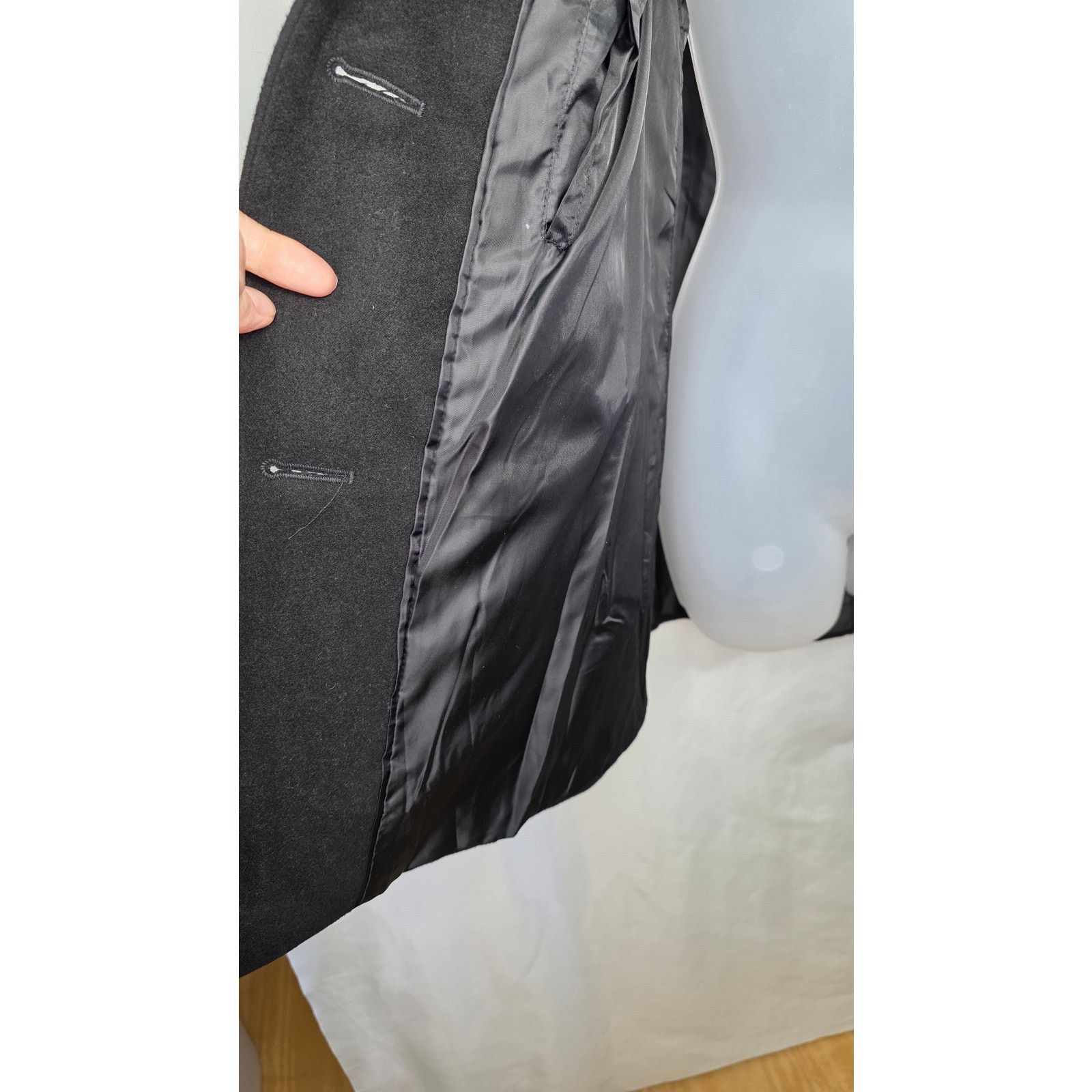 1 Madison Womens Black Peacoat Jacket Large Button Front Winter Coat Size L / US 10 / IT 46 - 3 Thumbnail