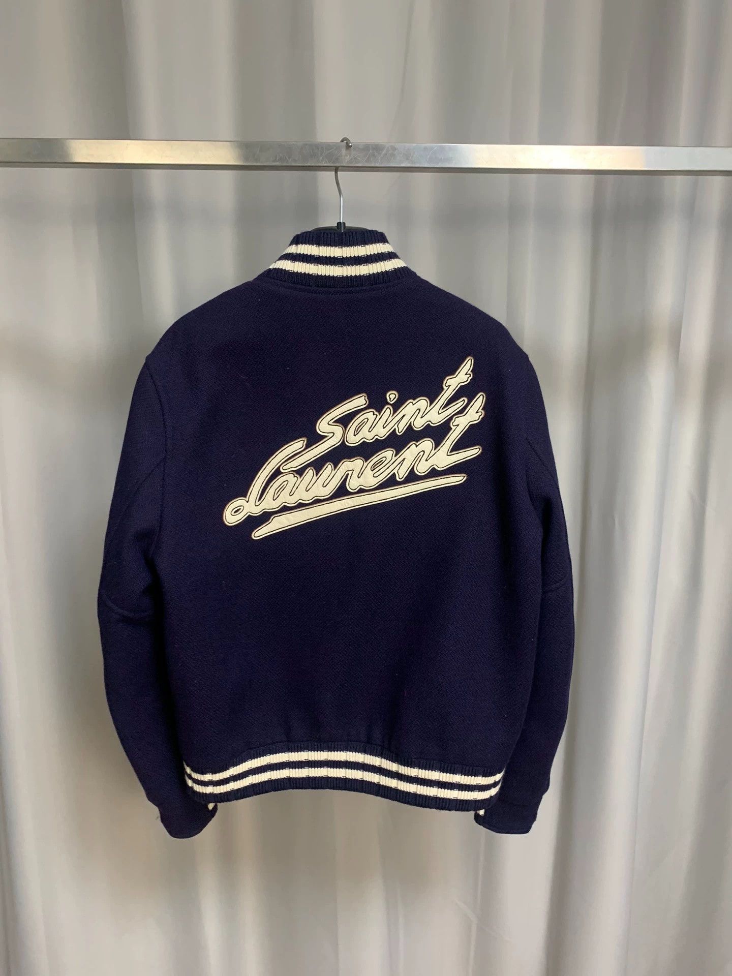 Saint Laurent Paris Saint Laurent Paris Slogan wool baseball jacket Size US S / EU 44-46 / 1 - 1 Thumbnail