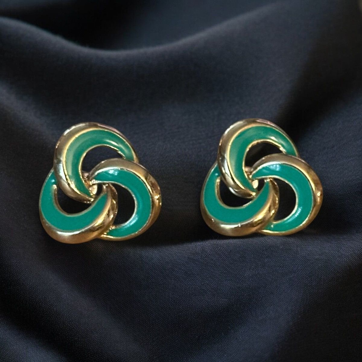Other Gold and green eternal knot post earrings Size ONE SIZE - 1 Thumbnail