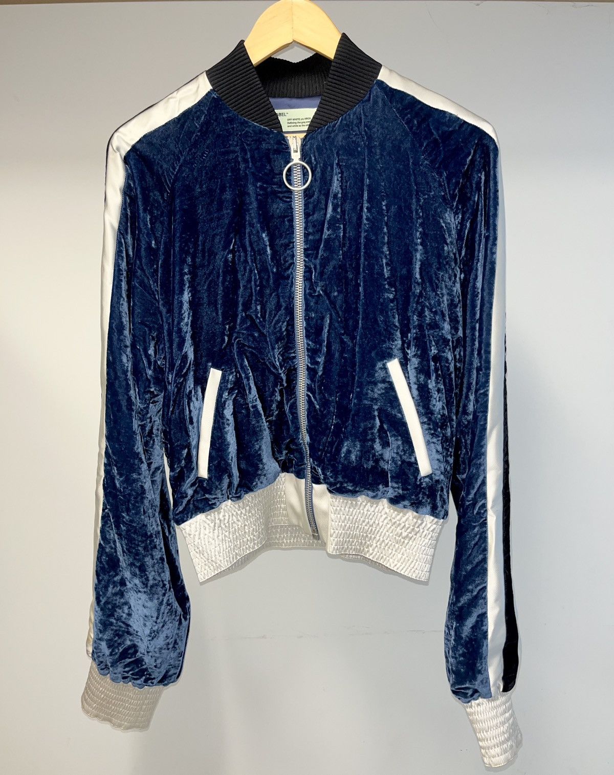 Off-White Off-White Navy Blue Velvet & Satin trim bomber jacket Size M / US 6-8 / IT 42-44 - 1 Thumbnail