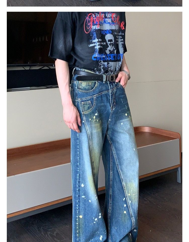 Japanese Brand × Vintage Niche Design Worn-out Splash-Ink Jeans Size US 28 / EU 44 - 2 Thumbnail