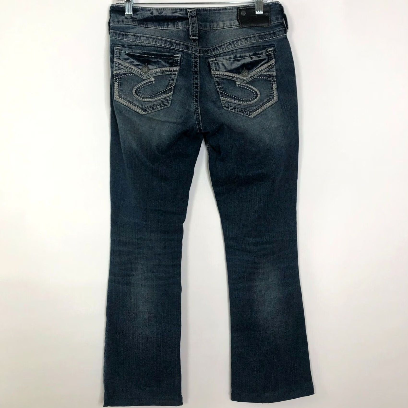 Vintage Silver Suki Mid Boot Jeans Womens 29 Stretch Denim Blue Bootcut Cotton Blend Regular Inseam 29" 29W 29L Activated 90s? Size 29" - 2 Thumbnail