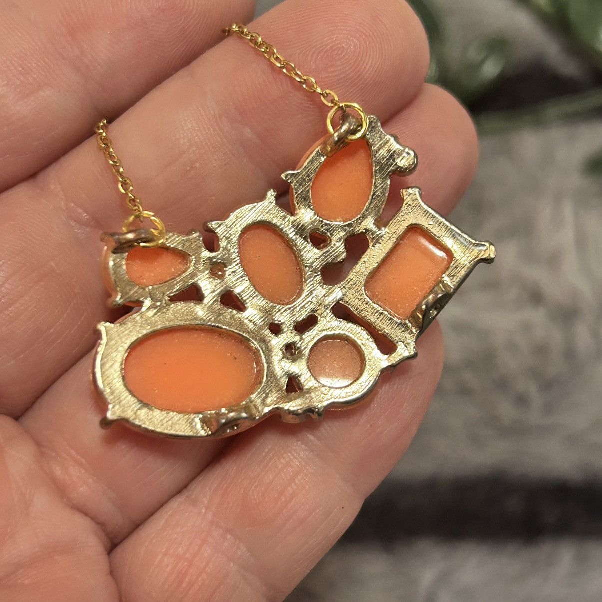 Handmade Handcrafted repurpose vintage tangerine glass necklace Size ONE SIZE - 7 Thumbnail