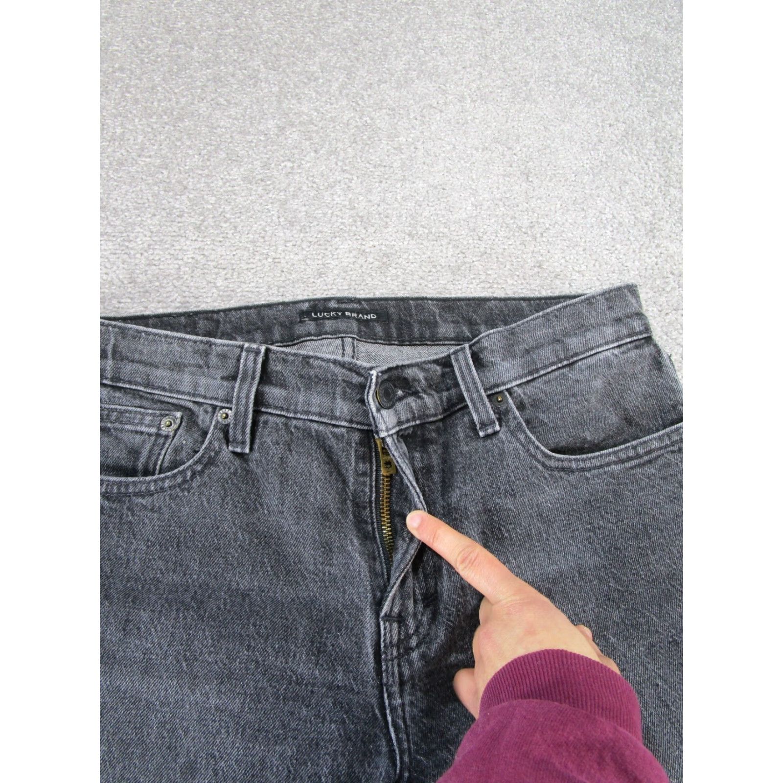 Lucky Brand Lucky Brand Jeans Womens 27 Gray Mid Rise Slim Boyfriend Denim Charcoal Wash Studded Size 27" / US 4 / IT 40 - 3 Thumbnail