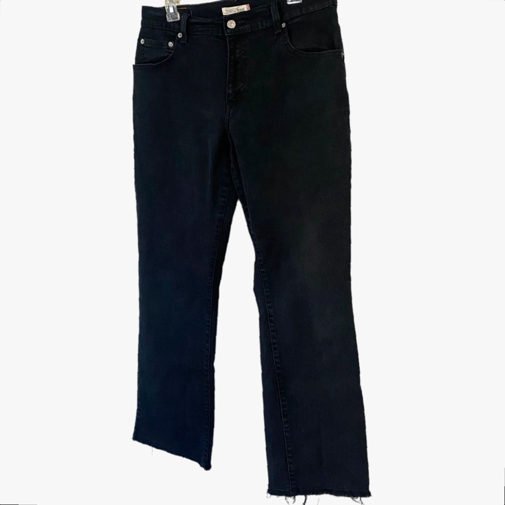 Levi's VINTAGE Levi's Jeans Bootcut 550 Women 12M Black Denim Relaxed Mid Rise 31in Inseam 5-Pocket Pockets Raw Hem Stretch Y2K Size 34" / US 12 / IT 48 - 2 Thumbnail