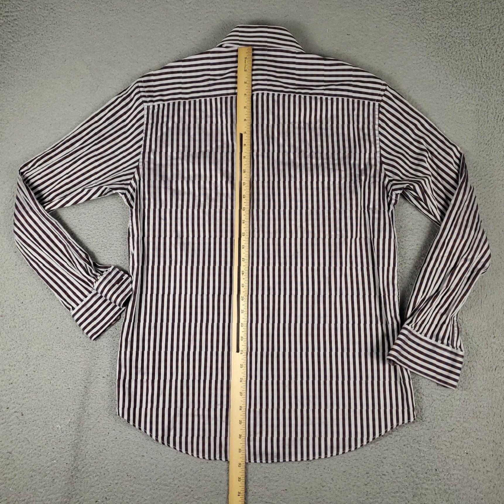 BUGATCHI Bugatchi Uomo Shirt Men’s XL Brown Blue Striped Button-Up Long Sleeve Classic Fit Size US XL / EU 56 / 4 - 3 Thumbnail