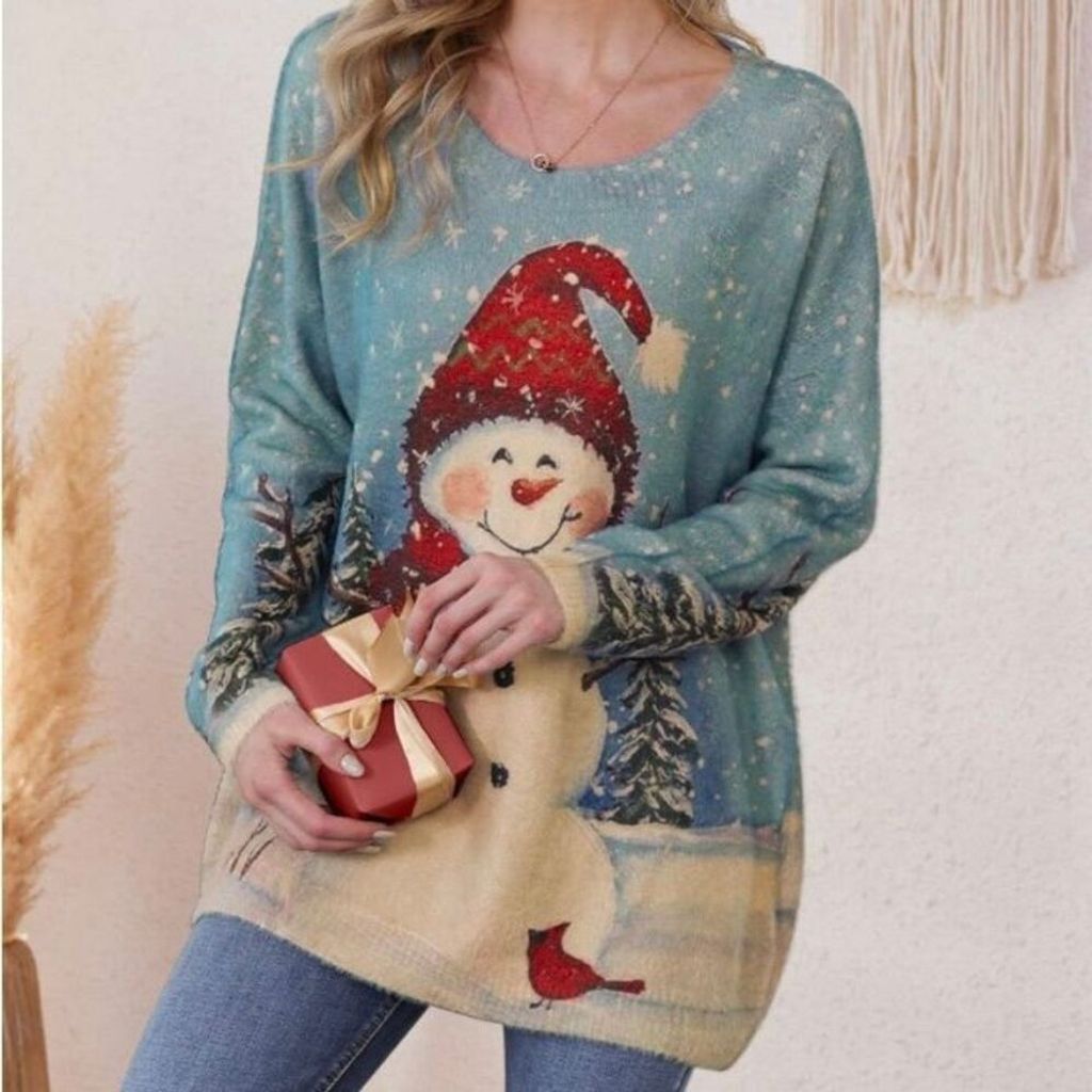 Other New Womens Christmas Sweater Snowman Graphic 2XL Size XXL / US 16-18 / IT 52-54 - 4 Thumbnail