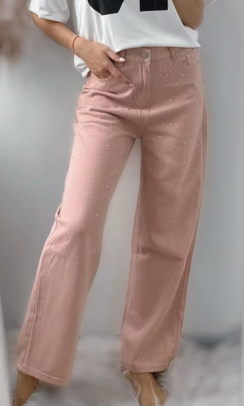 Japanese Brand × Jean Rhinestone High Waist Pink Jeans Size 29" - 4 Thumbnail