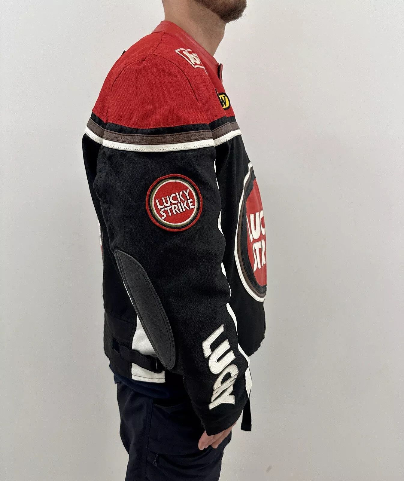 Vintage Vintage 2000s Y2K Lucky Strike Racing Moto Leather Jacket Size US L / EU 52-54 / 3 - 4 Thumbnail