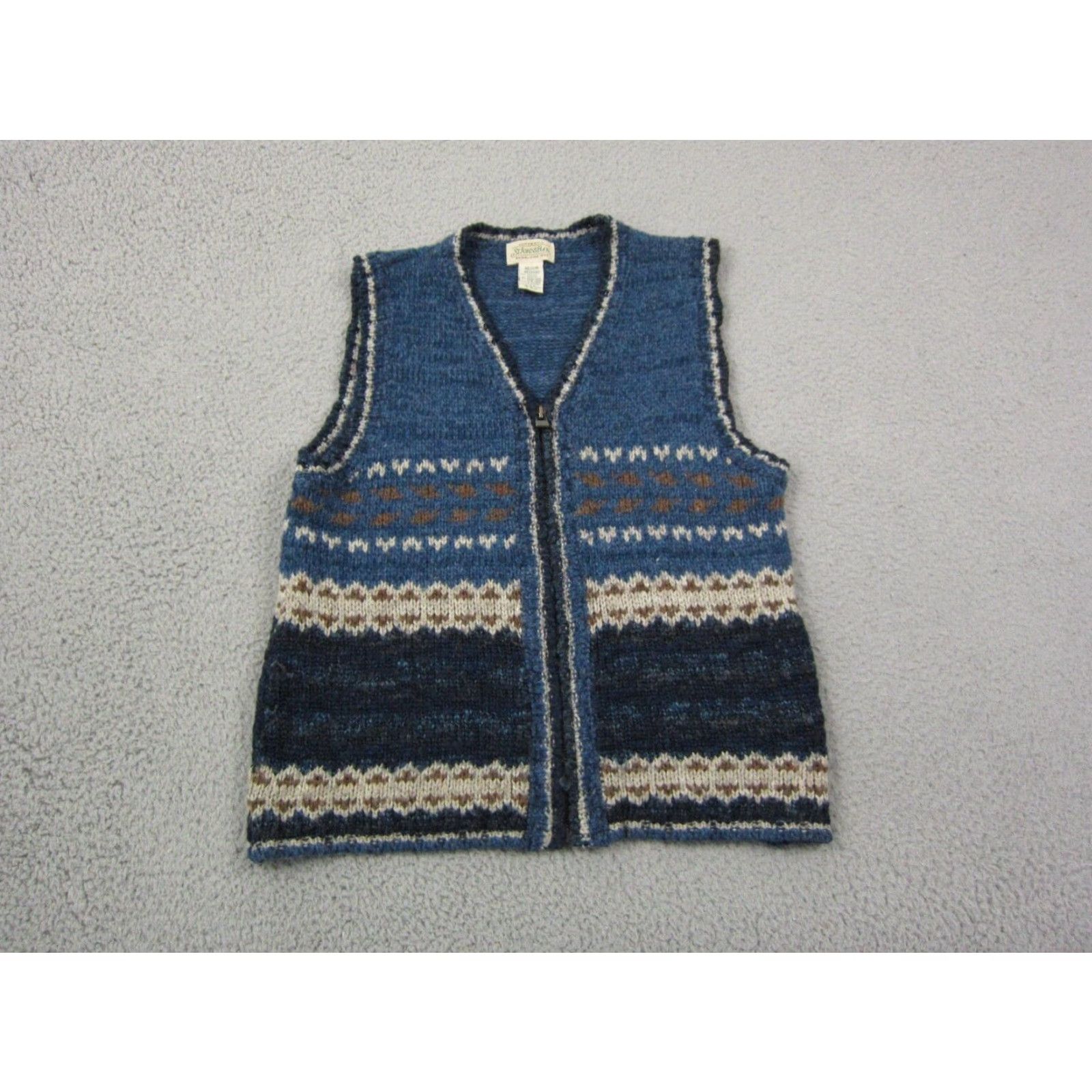 Vintage VINTAGE St. Johns Bay Vest Womens M Blue Fair Isle Knit Full Zip Up Ladies Shirt Size M / US 6-8 / IT 42-44 - 2 Thumbnail