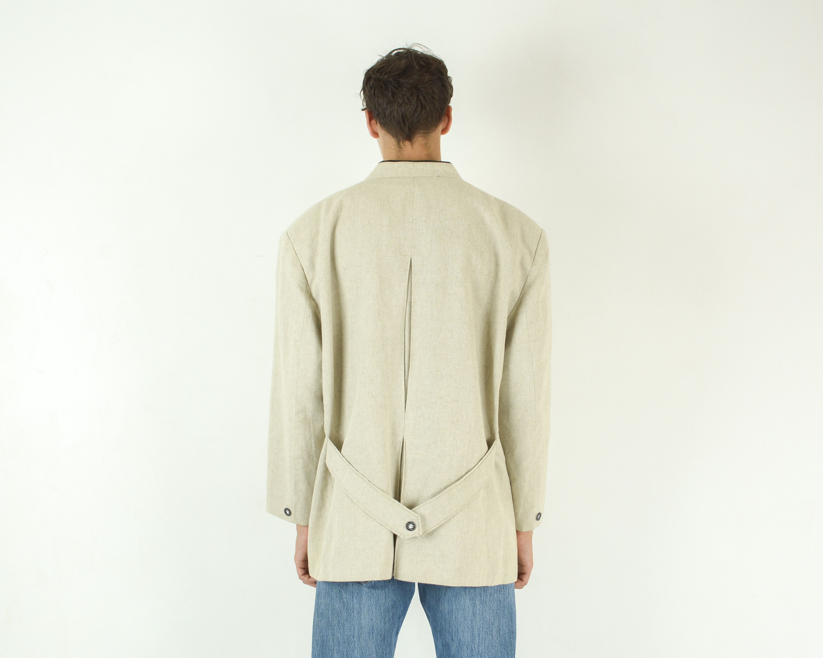 Vintage Landhausmode Linen Trachten UK 48S US Blazer Suit Jacket Size 48S - 3 Thumbnail