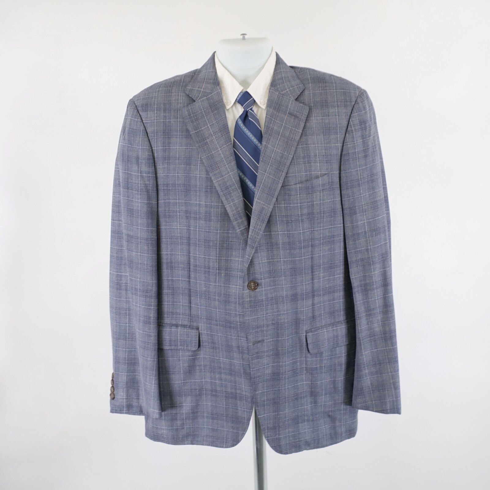 Canali Canali 1934 Wool Blue Gray Plaid 2 Button Italy Blazer 42L Size 42L - 4 Thumbnail