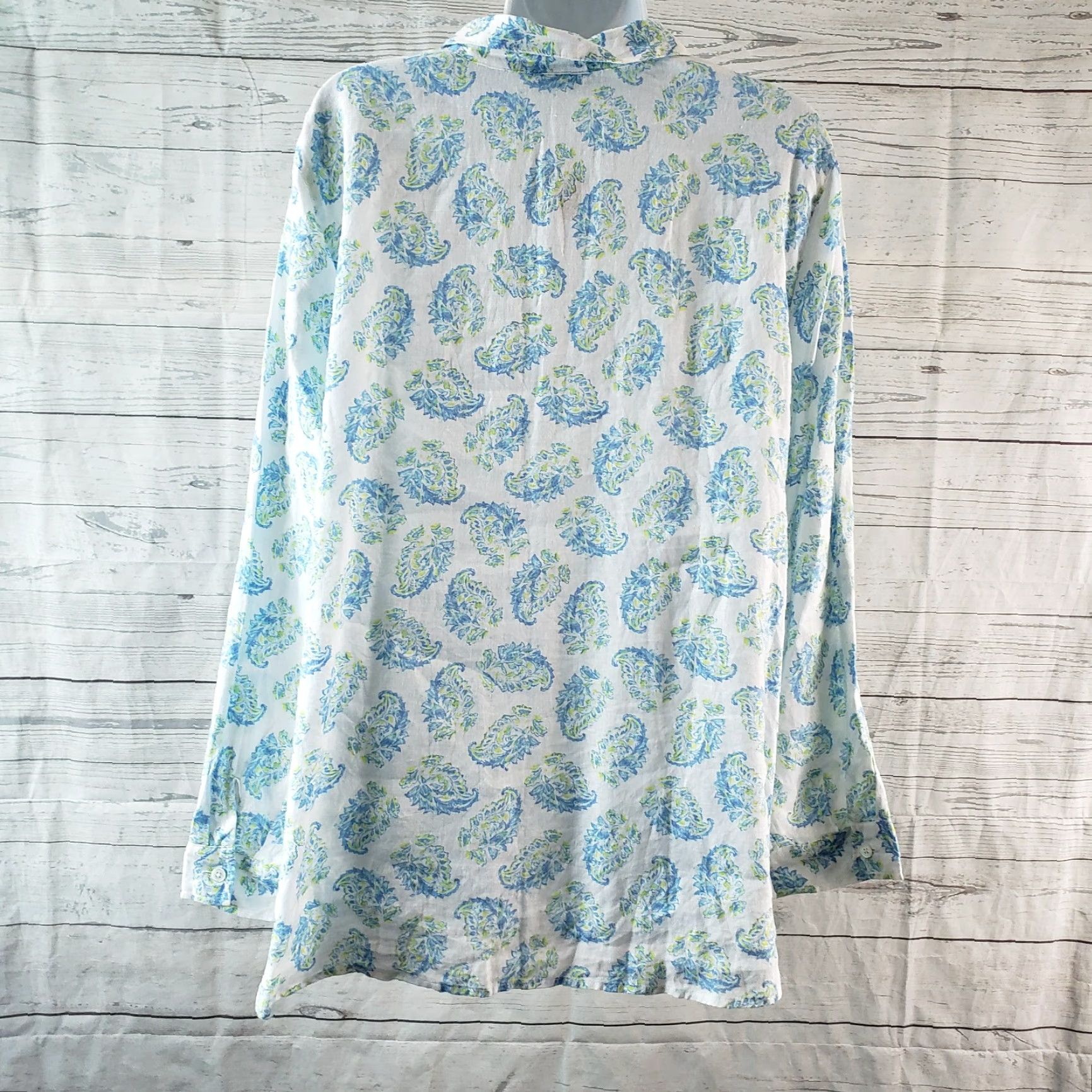 J. Jill J. Jill Love Linen Button-Front Shirt Womens Large White Long Sleeve Shirt Size L / US 10 / IT 46 - 4 Thumbnail