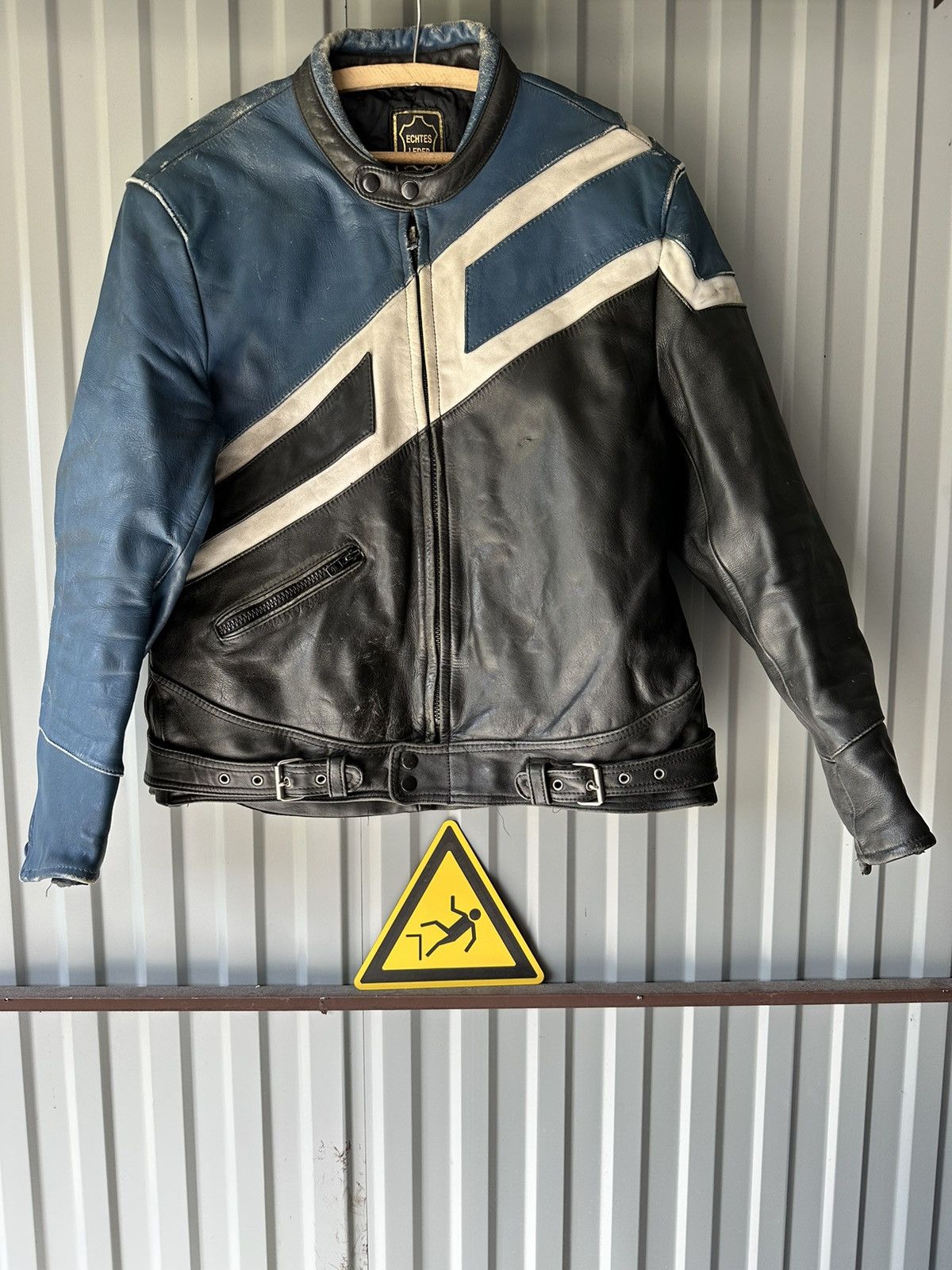 image of Leather Jacket x Racing Vintage Genuine Leather High Quality Racing Jacket Hype, Men's (Size XL)