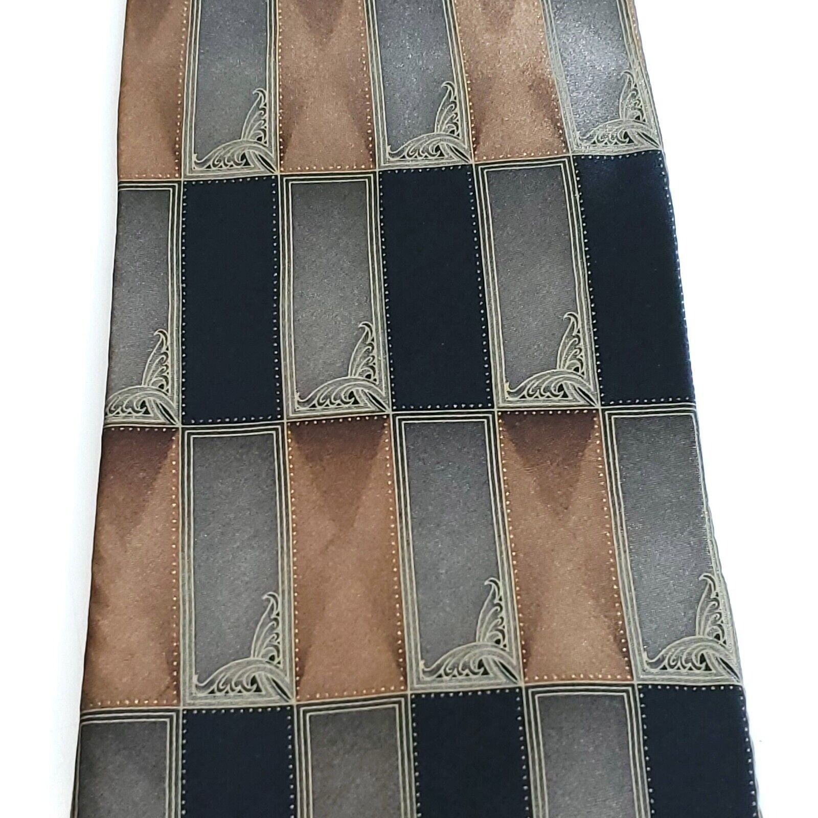 Croft & Barrow Croft & Barrow Tan Black Beige Geometric Abstract Print Silk Size ONE SIZE - 2 Thumbnail