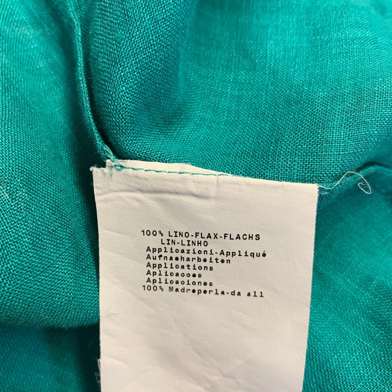 Giorgio Armani GIORGIO ARMANI Size 8 Teal Linen 3/4 Sleeves Shirt Size M / US 6-8 / IT 42-44 - 9 Thumbnail