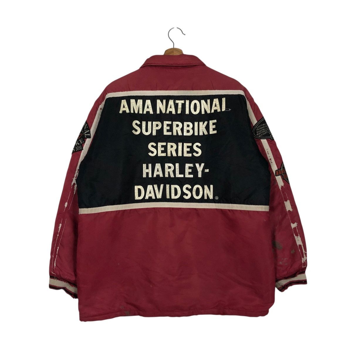 Harley Davidson 🔥VINTAGE BOMBER BIKER JACKET MOTORCYCLE HARLEY DAVIDSON LOGO Size US L / EU 52-54 / 3 - 14 Thumbnail