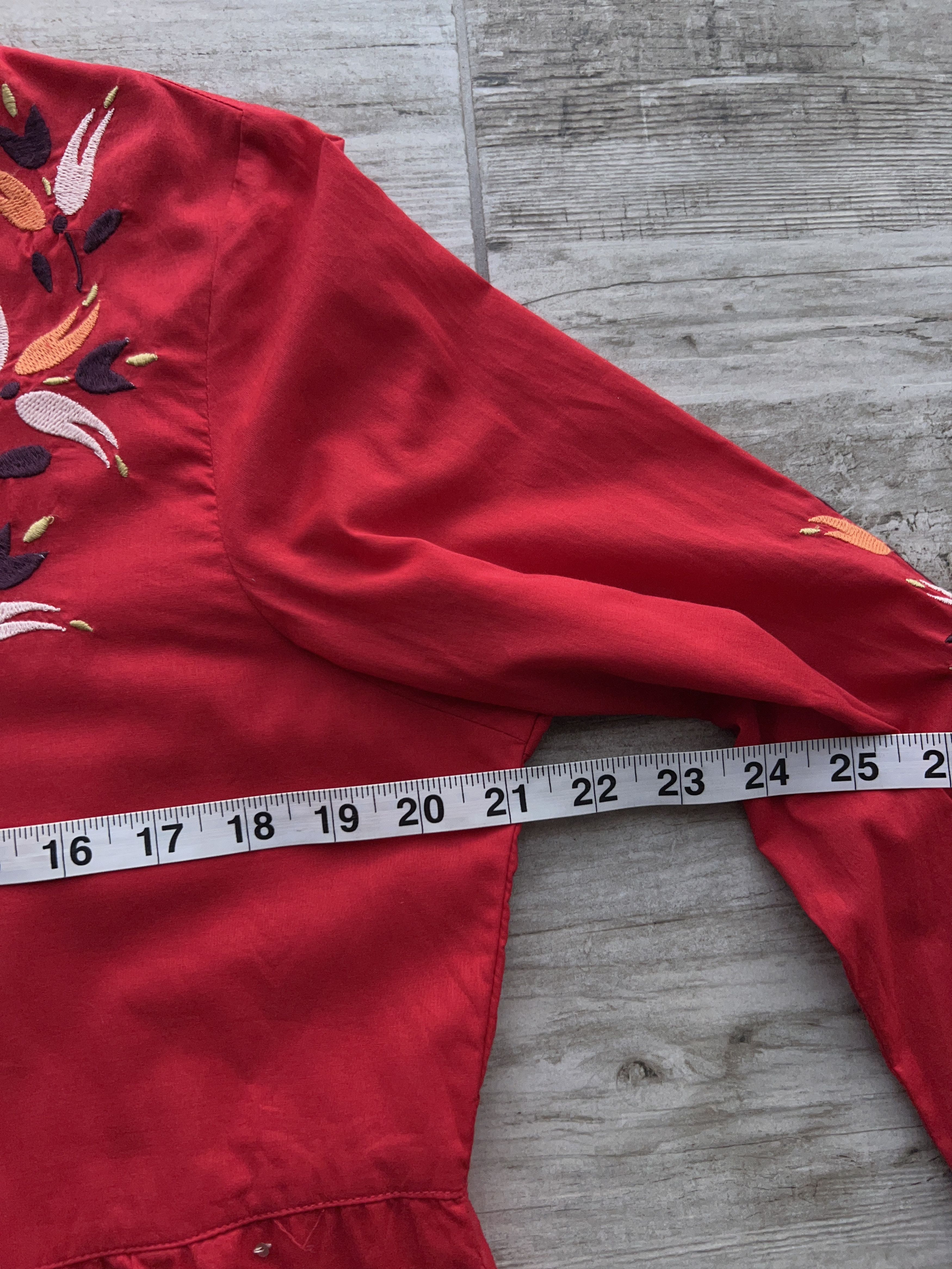 Designer Gudrun Sjoden Fire Embroidery Red Dress Cotton Size M / US 6-8 / IT 42-44 - 9 Thumbnail