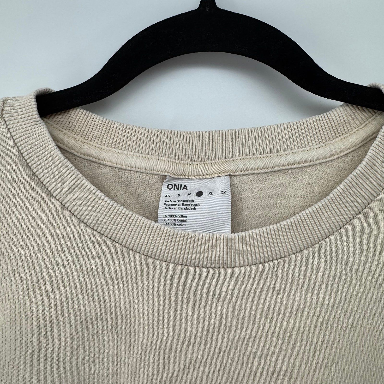 Onia Onia Men's Size Large Beige 100% Cotton Pullover Sweatshirt Size US L / EU 52-54 / 3 - 2 Thumbnail