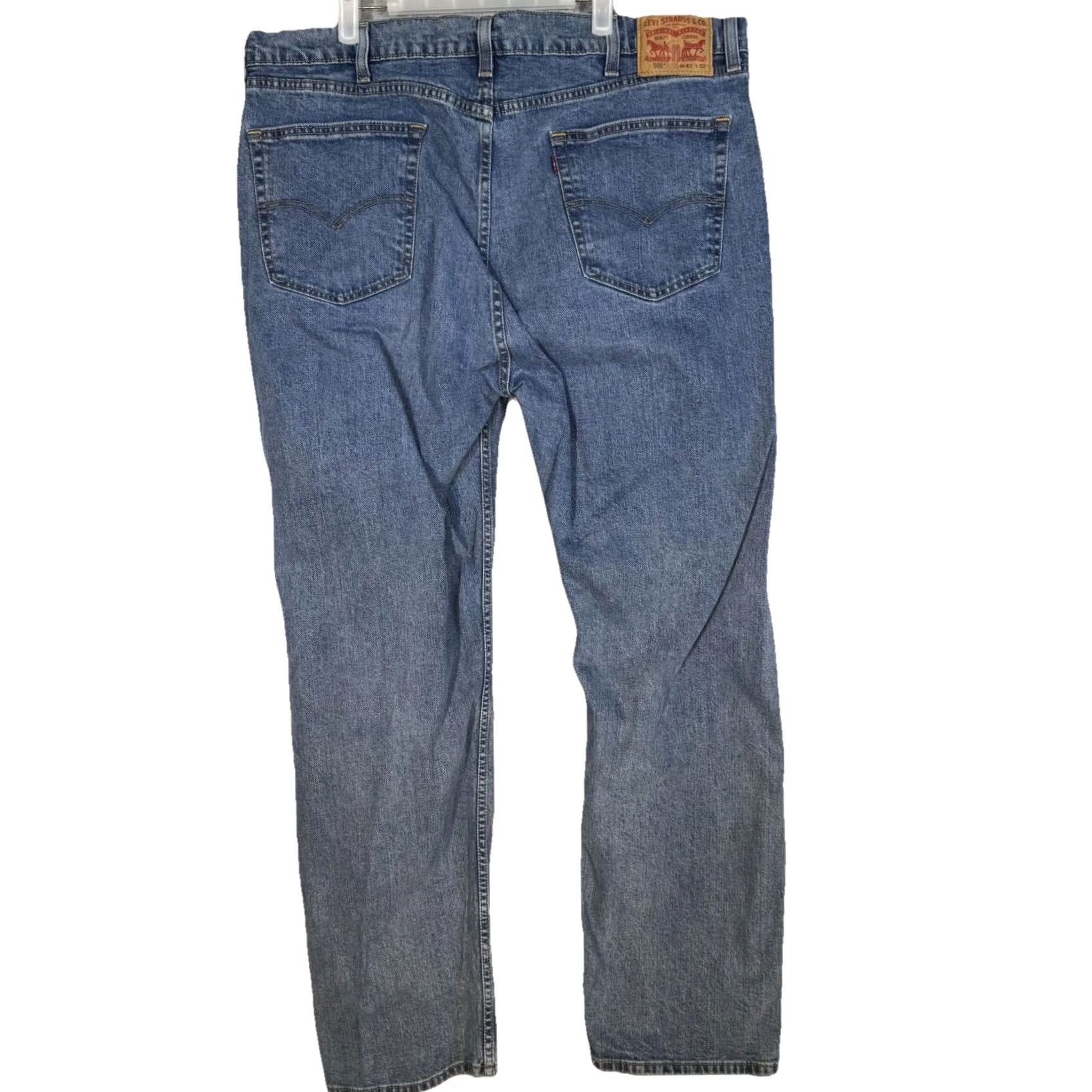 Levi's Levi’s 505 Men’s Jeans Blue Denim Stretch Mid-Rise Straight 42 x 32 Regular Straight Jeans Mens Size US 42 / EU 58 - 2 Thumbnail