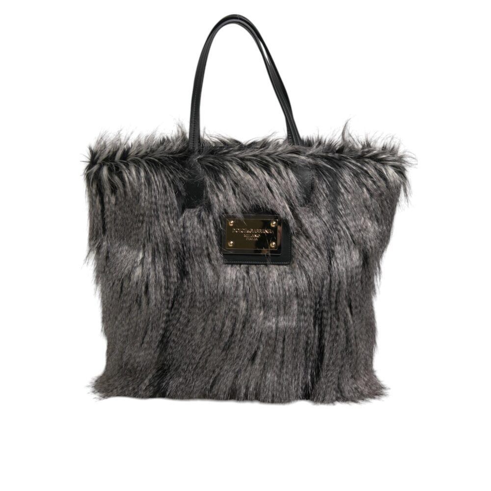 Dolce & Gabbana Dolce & Gabbana Black Oversize Faux Fur Shopping Tote Bag Wo Size ONE SIZE - 1 Thumbnail