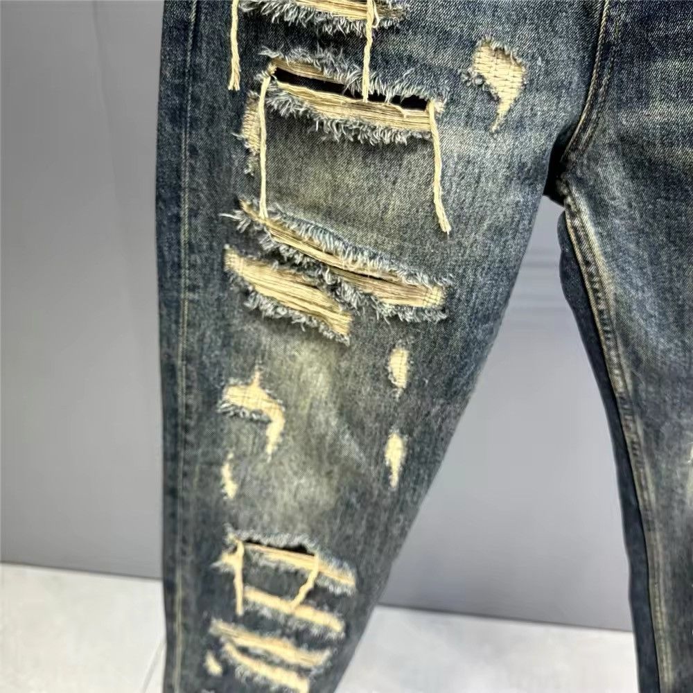 Japanese Brand × Jean Hand Sewn Patch Ripped Baggy Denim Size US 35 - 6 Thumbnail