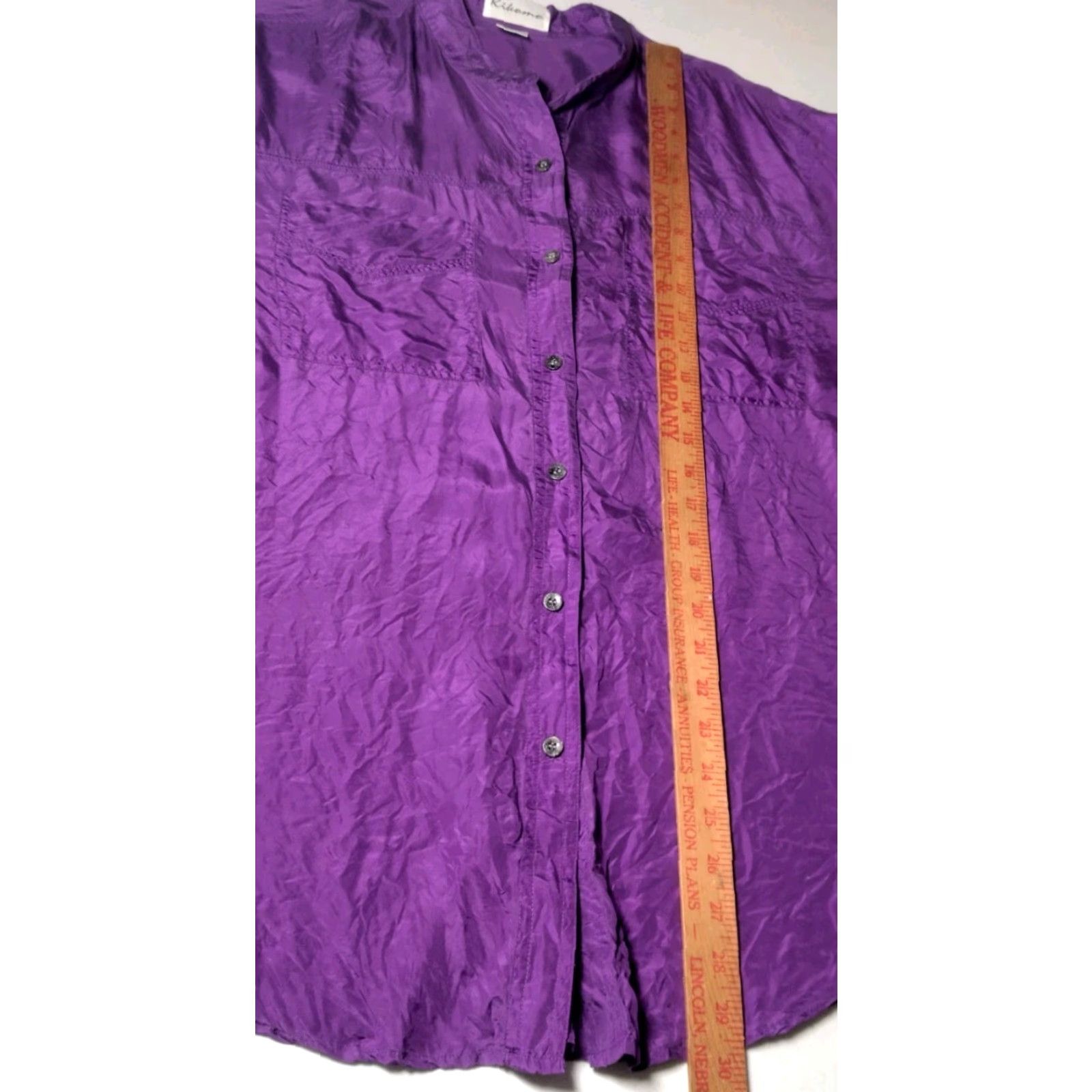 Etro VINTAGE Kikomomo Silk Blouse Long Sleeve Button Up Purple L Women 1990s Retro 90s Casual Pattern Solid Size L / US 10 / IT 46 - 4 Thumbnail