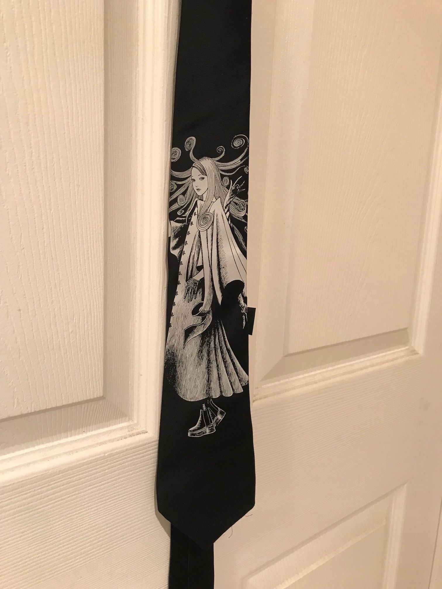 Pre-owned Yohji Yamamoto X Junji Ito "uzumaki" Tie In Black