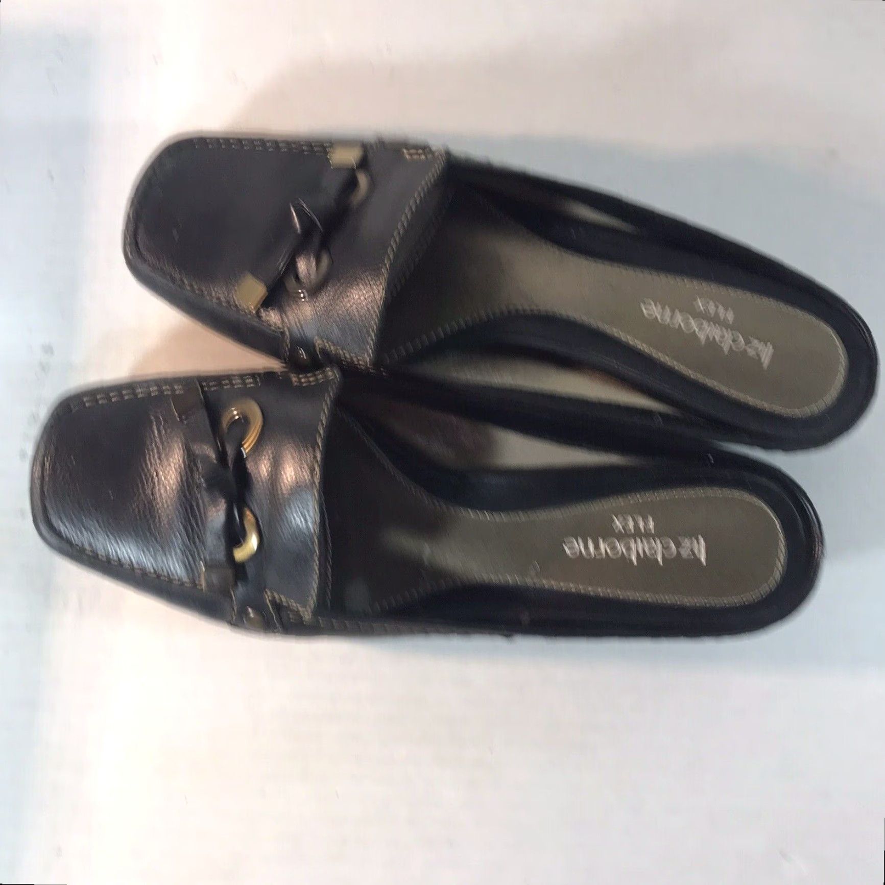 Liz Claiborne Liz Claiborne Flex Finola Black Leather Slide Sandals Womens Size 7.5M Block Heel Casual Size US 8 / IT 38 - 2 Thumbnail