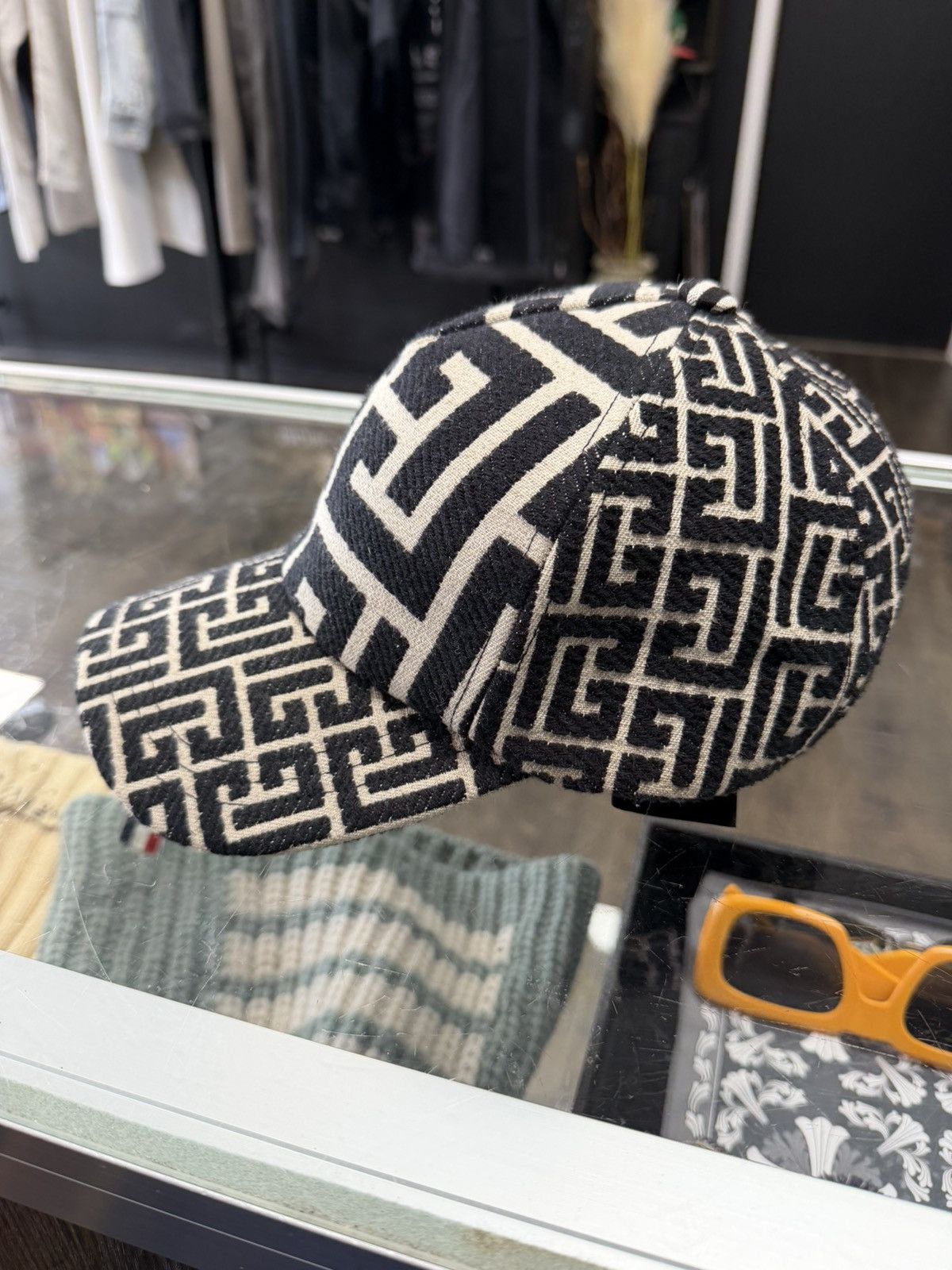 Balmain Monogram Jacquard Baseball Cap Balmain Jacquard Monogram Baseball Hat – Reddz Trading main image 4