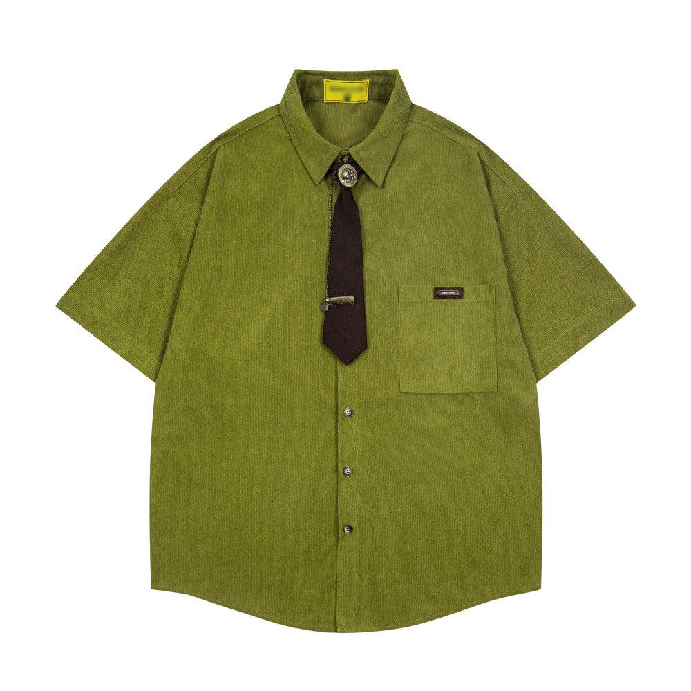 Japanese Brand Men's Loose Casual Street-Academia Style Shirt with Tie Size US M / EU 48-50 / 2 - 1 Thumbnail