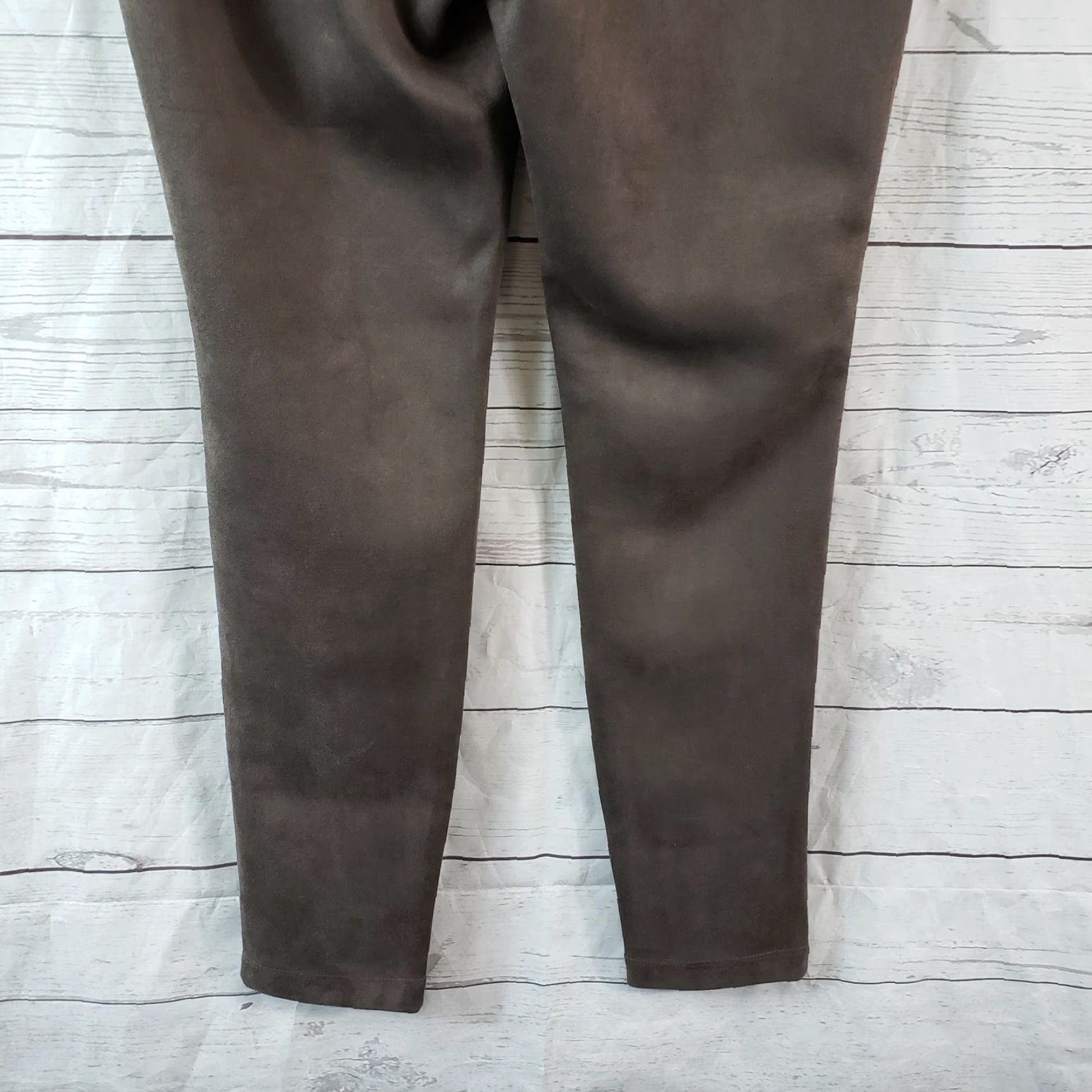 Vintage Catherine Malandrino Womens Pants Ps PS Skinny Cropped Mid Rise Faux Leather Wool Gray 25.5 Inseam Petite Tailored Mens Womens Girls? Size 28" / US 6 / IT 42 - 5 Thumbnail