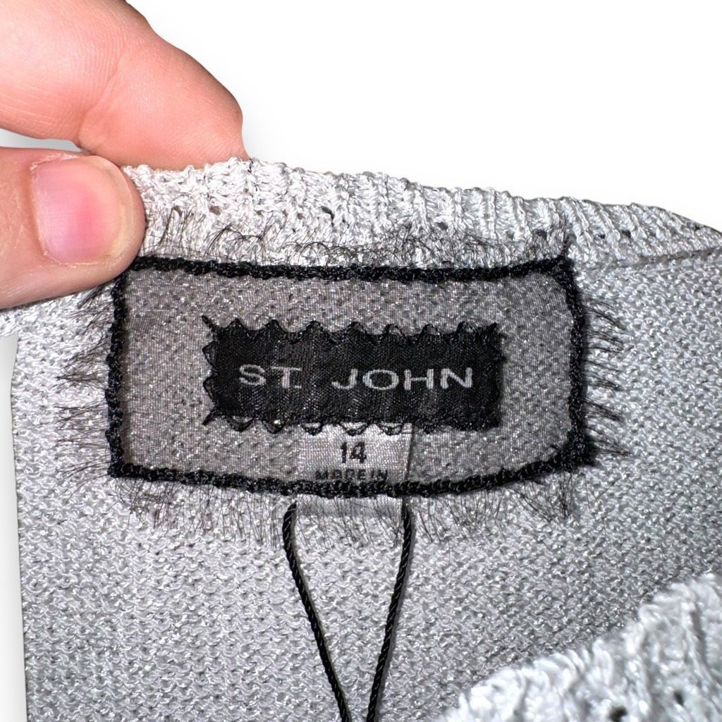 St. John St. John Evening Silver Shimmer Knit Made in USA Formal Dress Sz 14 Size XL / US 12-14 / IT 48-50 - 4 Thumbnail