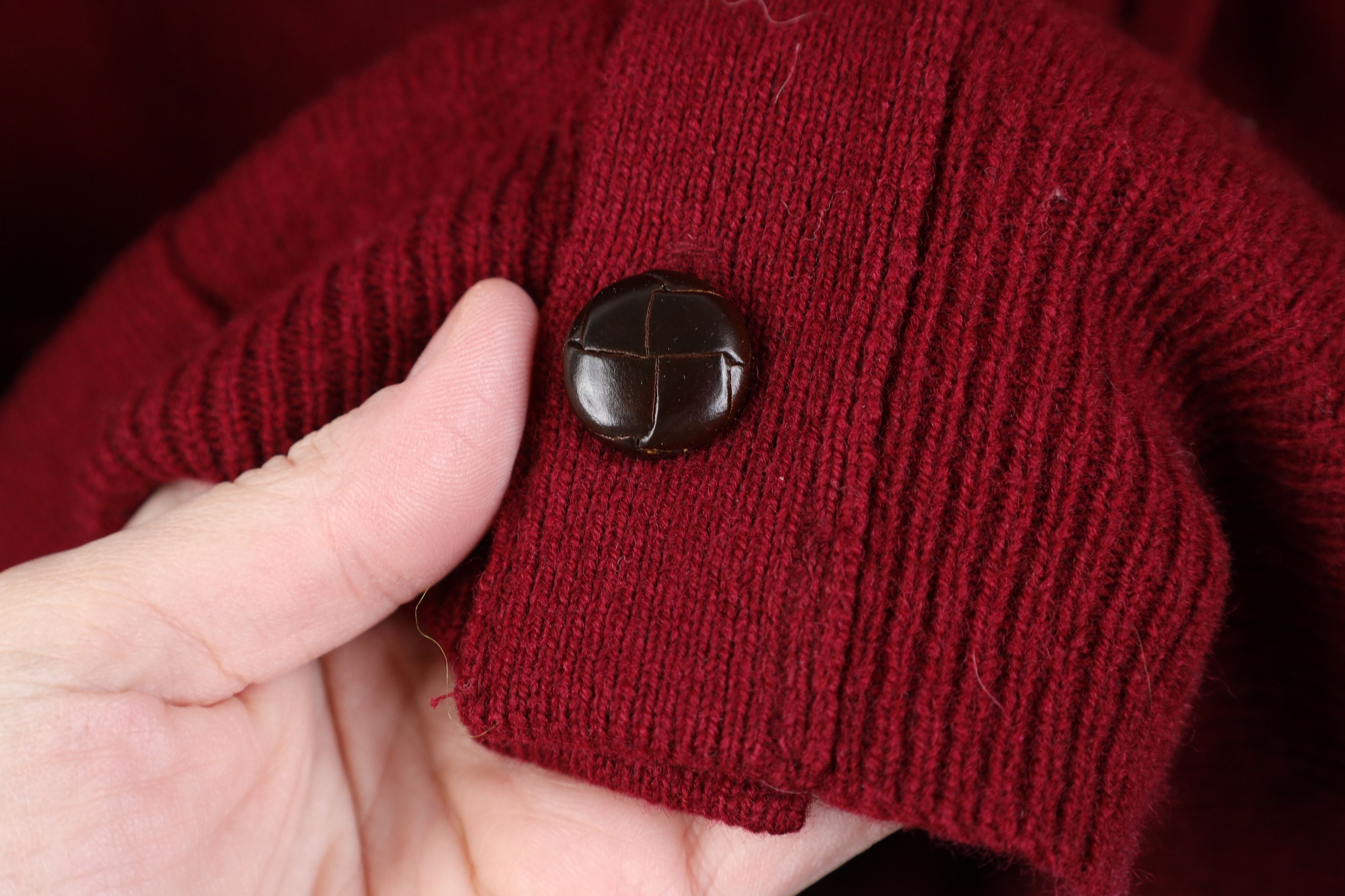 Vintage Vintage 70s Streetwear Knit Kurt Cobain Cardigan Sweater Red Size US XL / EU 56 / 4 - 4 Thumbnail