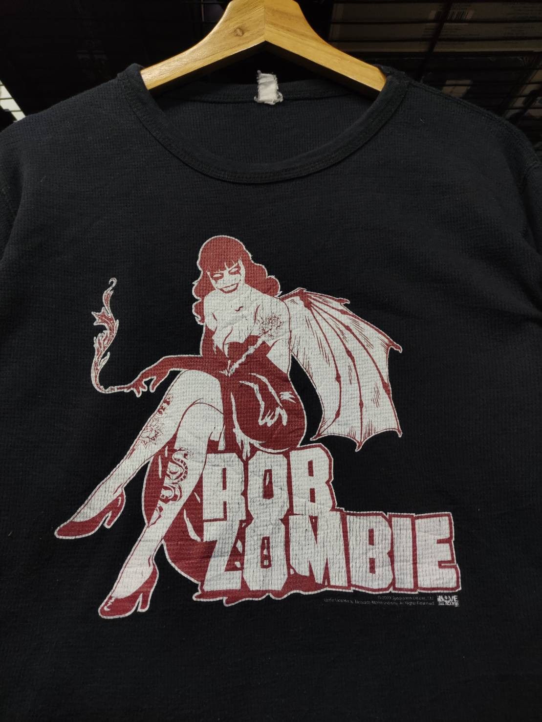 Vtg 00's Rob Zombie " Devil Girl Pinup " Knit Sweater
