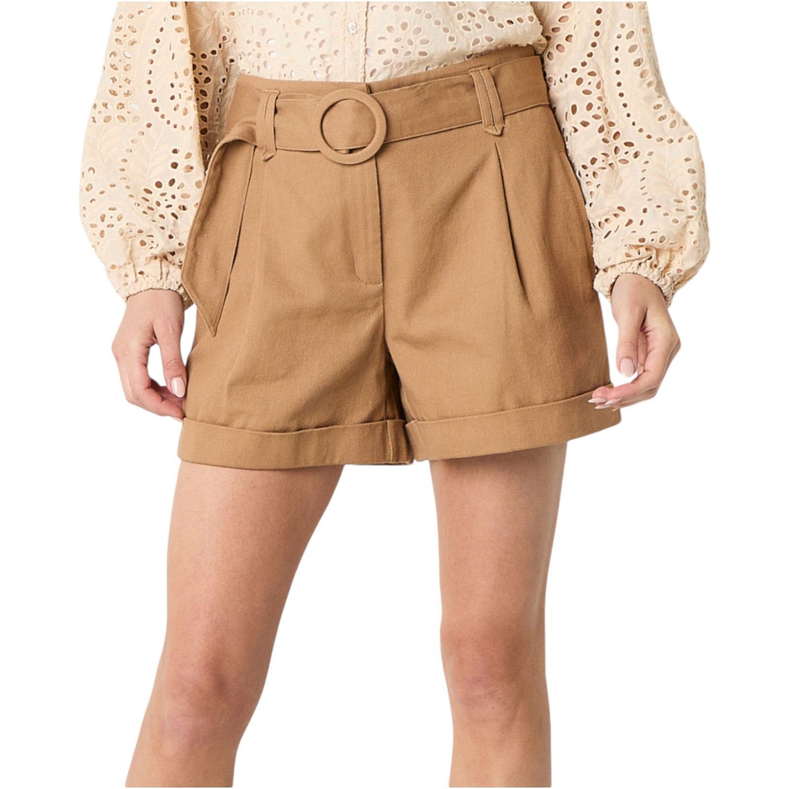 Other Ryegrass - Women's Mid-Rise Pleated Short - Light Brown - 4 Size 27" / US 4 / IT 40 - 1 Thumbnail