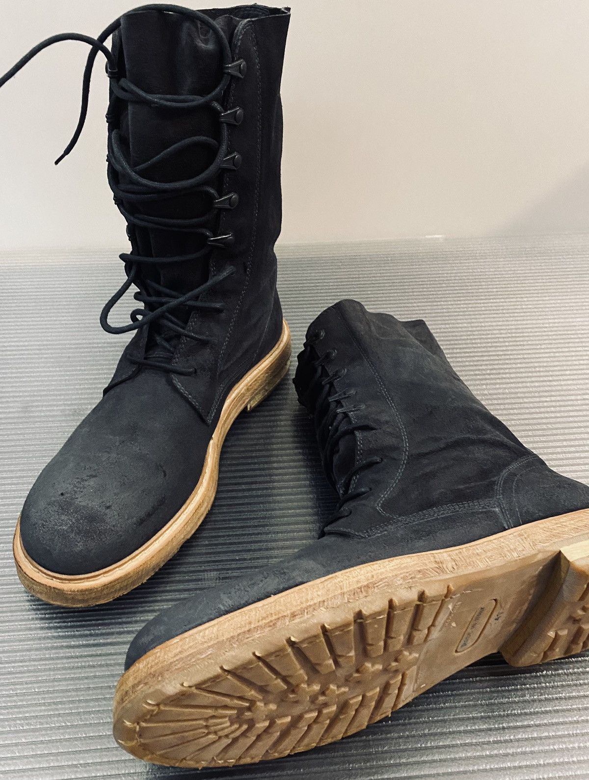 Ann Demeulemeester Ann Demeulemeester 🇮🇹 asphalt blk blister leather boots 8 NEW Size US 8 / EU 41 - 16 Thumbnail