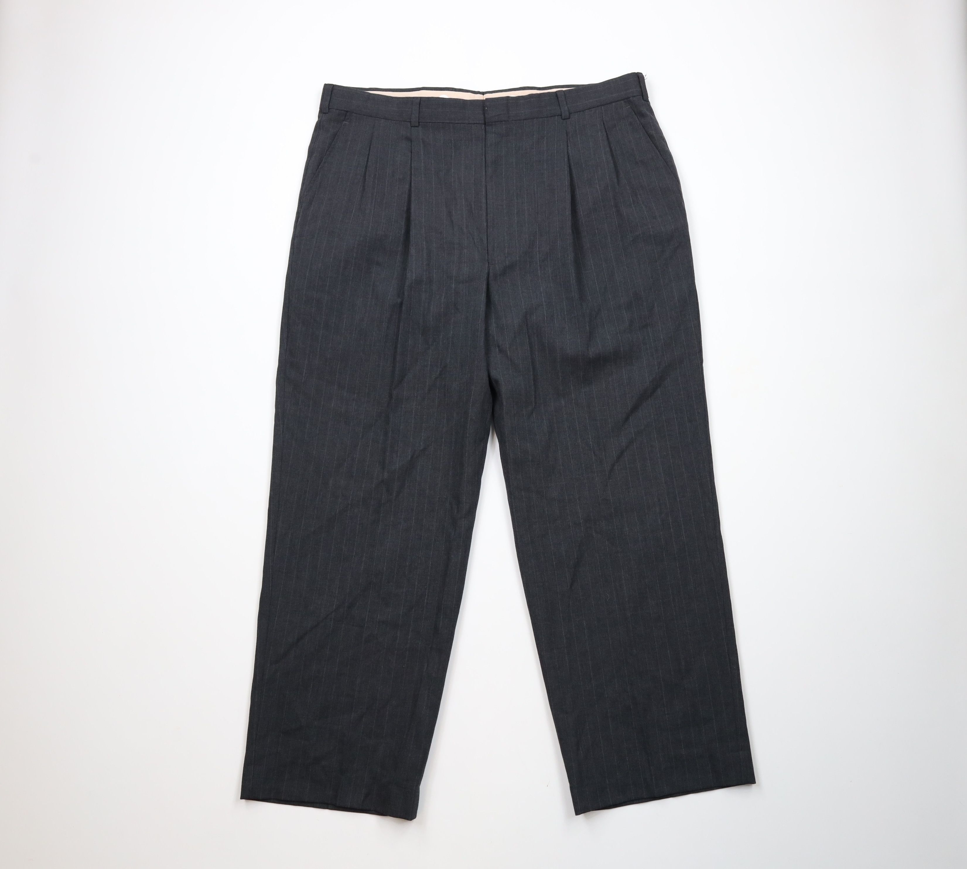 Vintage Vintage 90s Streetwear Wool Pinstriped Wide Leg Chino Pants Size US 40 / EU 56 - 1 Thumbnail