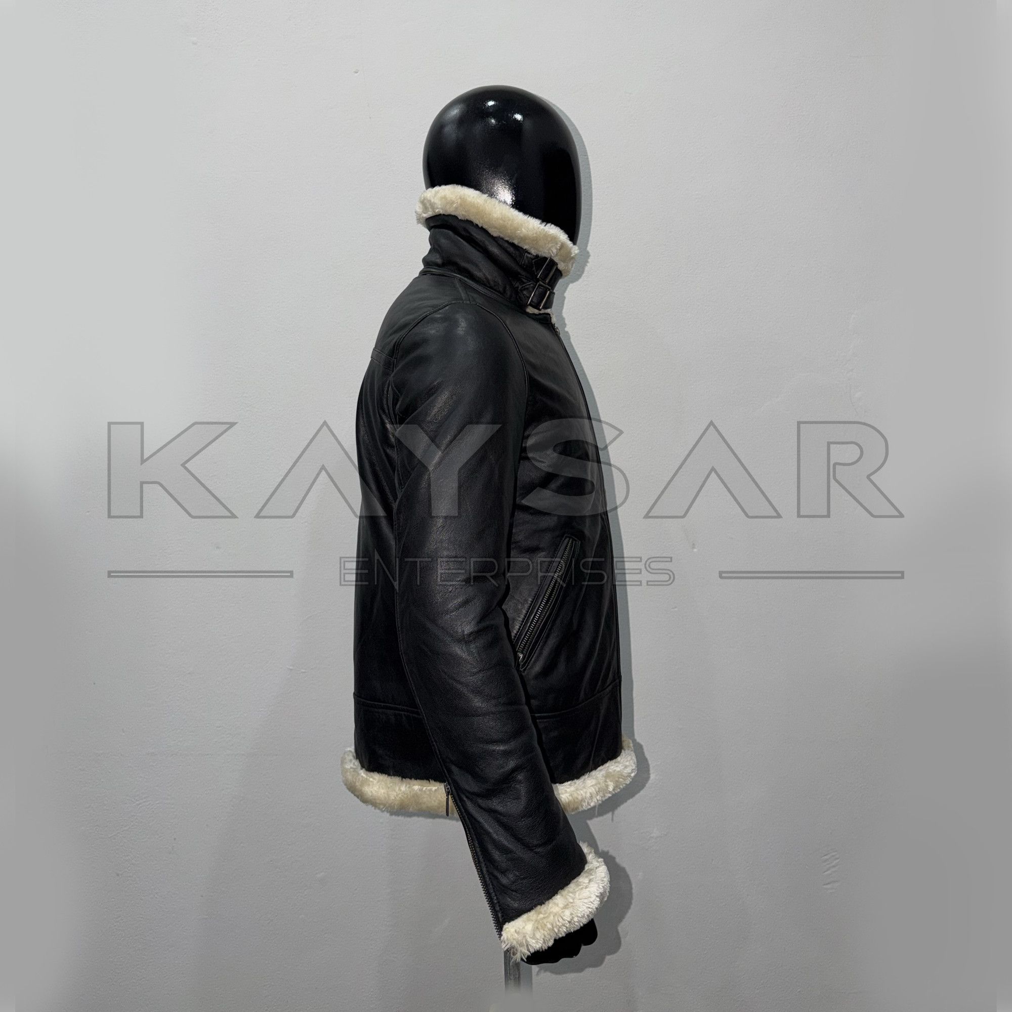 Other Black Shearling Aviator Leather Jacket B3 Pilot Style. Size US L / EU 52-54 / 3 - 4 Thumbnail