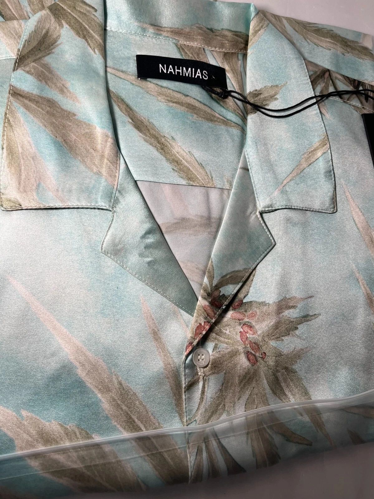 Nahmias Nahmias Men Hemp Leaves Silk Short Sleeve Button Down Shirt Size US M / EU 48-50 / 2 - 3 Thumbnail